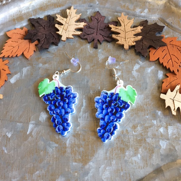 Grape Acrylic Earrings - Picture 6 of 7
